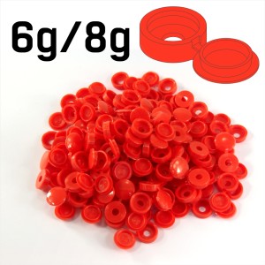 Light Red Colour Hinged Plastic Screw Cover Caps (Small, 6/8g) 4 PACK SIZES 