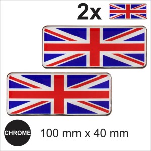 2x GB British Union Jack flag UK flags 3D Chrome Sticker Car Domed Resin Badge