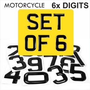 3d Gel MOTORCYCLE Number Plate Domed Resin Making DIY REG DIGITS PACK SET OF 6x