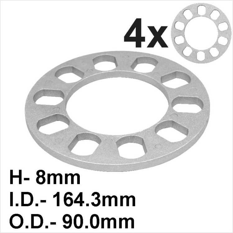 4x 8mm ALLOY WHEEL SPACERS SHIMS UNIVERSAL Car 5 Bolt 100 108 110 114,3 120mm