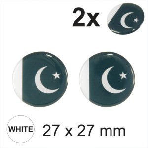 2x 27 mm Pakistan Pakistani Flag Car Moto Helmet Sticker Decal Domed Gel 3D PC