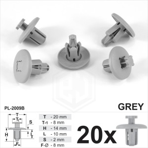 20 x Grey Plastic Trim Clips Arch Lining Splash Guards Fits Citroen C3 C4 C5 C8