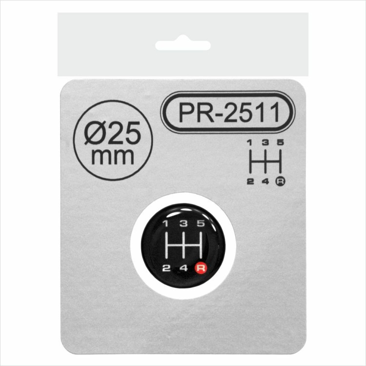 25 mm Gear Knob Shift Pattern Lever Sticker 3D Domed emblem badge 5 Speed R Red