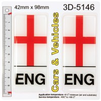2x 42 x 98 mm ENG St. George England Flag Domed Number Plate 3D Gel Stickers Badges Decals
