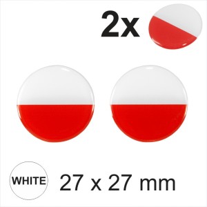 2x 27 mm Poland Polish Polska Flag Round Moto Helmet Sticker Decal Domed Gel 3D