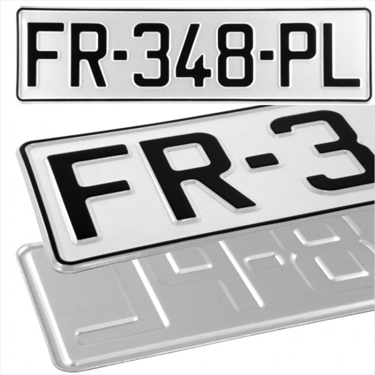 1x France French Style Font White Pressed Number Plates Novelty 420mm x 110mm