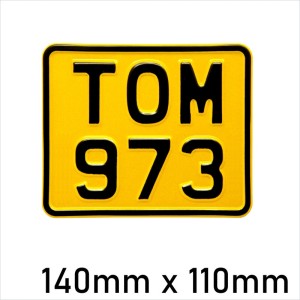 5.5x4.3 Show Yellow kids text age car motorcycle pressed number plate bike metal