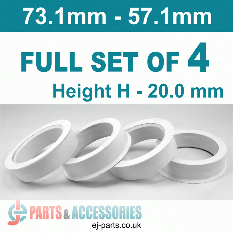 Spigot Rings / 73.1mm - 57.1mm / 20mm FULL SET OF (4) FOUR RINGS