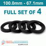 Spigot Rings / 100.0mm - 67.1mm FULL SET OF (4) FOUR RINGS - Spigot Rings / 100.0mm - 67.1mm FULL SET OF (4) FOUR RINGS