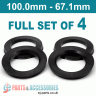 Spigot Rings / 100.0mm - 67.1mm FULL SET OF (4) FOUR RINGS - Spigot Rings / 100.0mm - 67.1mm FULL SET OF (4) FOUR RINGS