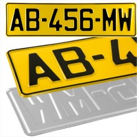 1x France French Style Font Yellow Pressed Number Plates Novelty 420mm x 110mm
