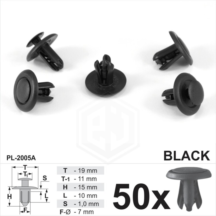 7mm PlasticTrim Push Rivet Pin Clips Interior Fastener Panels Fascia Covers