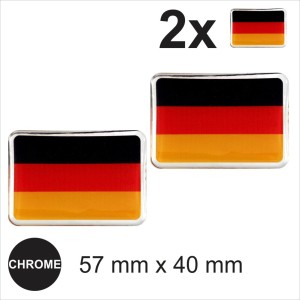 2x Germany German flag 3D Chrome Sticker Car Domed Resin Side Badge Emblem Decal