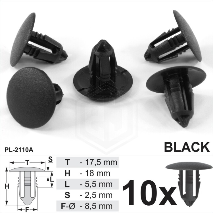 Interior Trim Clips Panel Fixing Fastener Black Plastic Fits Ford, Universal