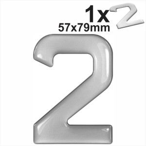 3d Gel Silver Digit 2 for Classic Black Number Plates Domed Resin Making DIY UK
