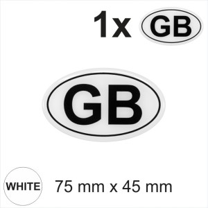 GB Oval Black on White 75mm x 45mm Gloss Sticker Dome Car Van 3D Gel Resin Decal