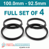 Spigot Rings / 100.0mm - 92.5mm FULL SET OF (4) FOUR RINGS - Spigot Rings / 100.0mm - 92.5mm FULL SET OF (4) FOUR RINGS