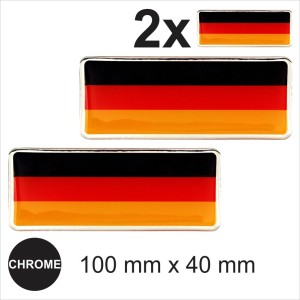 2x Germany German flags 3D Chrome Sticker Car Domed Resin Side Badge Emblem
