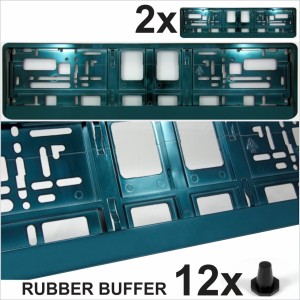 2x NUMBER PLATES SURROUNDS AQUA GLOSSY HOLDER FRAME FOR ANY CAR HIGH QUALITY