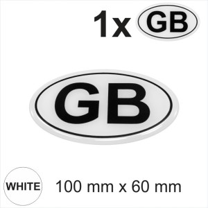 GB Oval Black on White Retro 100mm Gloss Sticker Dome Car Van 3D Gel Resin Decal