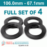Spigot Rings / 106.0mm - 67.1mm FULL SET OF (4) FOUR RINGS - Spigot Rings / 106.0mm - 67.1mm FULL SET OF (4) FOUR RINGS