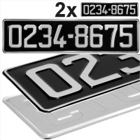 2x France French Style Font Black and silver Pressed Number Plates Novelty 460mm x 110mm