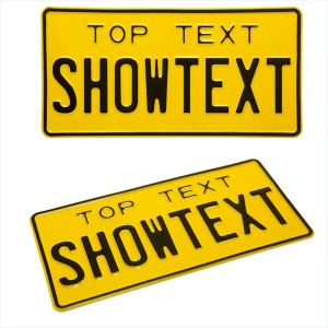 American 300x150 12"x 6" Yellow USA JAP Pressed Number Plate with name, date on top row +5 STICKY PADS