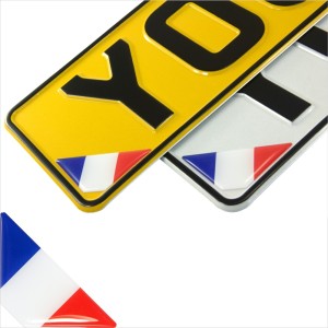 2x 42mm 3D Domed France French Flag Corner Gel Coated Car Number Plate Stickers