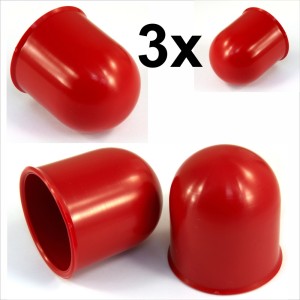 3x 50mm Red Tow Ball bar Cap Cover Towing Car Caravan Trailer Towball hitch x3
