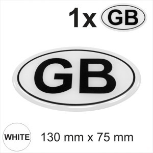 GB Oval Black on White Retro 130mm Gloss Sticker Dome Car Van 3D Gel Resin Decal