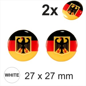 2x 27mm Diameter German Deutschland Round flag Car Moto Helmet Sticker Domed Gel
