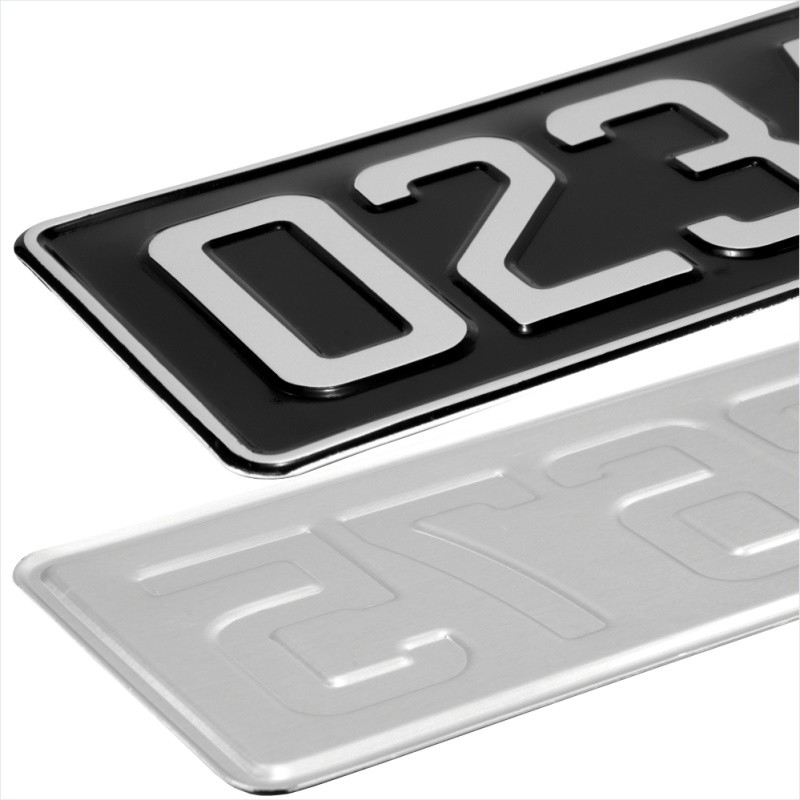 1x France French Style Font Black and silver Pressed Number Plates ...