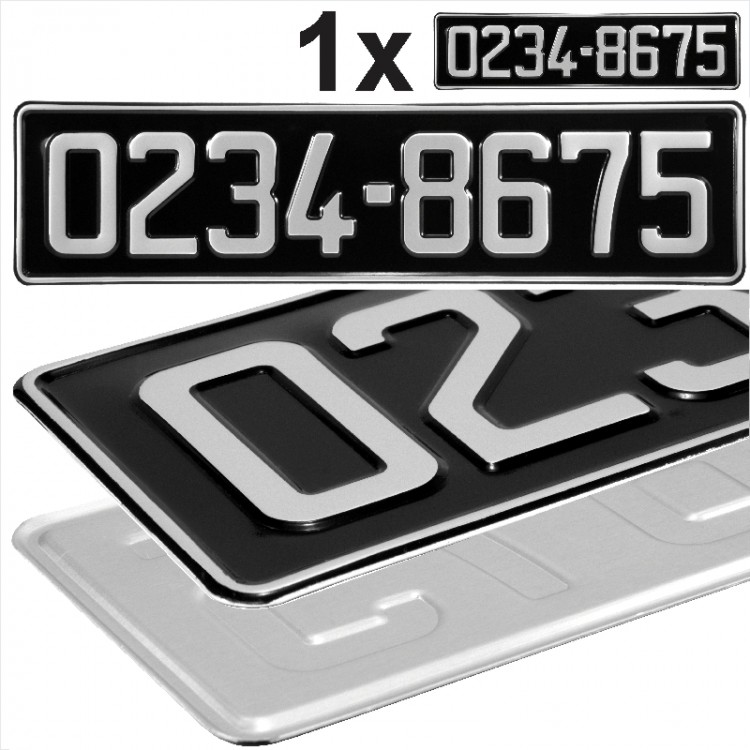 1x France French Style Font Black and silver Pressed Number Plates Novelty 460mm x 110mm