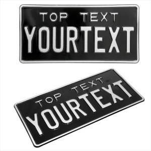 American 300x150 12"x 6" Black and Silver USA Pressed Number Plates with name,date on top +5 STICKY PADS