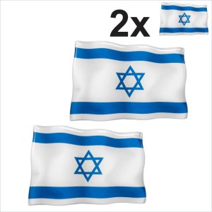 2x ISRAEL flag Israeli Star of David 3D Domed Gel STICKER Resin Decal Badge 75mm