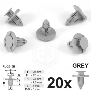 20x Grey Bumper Splash Guard Wheel Arch Lining Liner Trim Clips Fits Mitsubishi