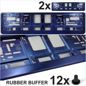 2x NUMBER PLATES SURROUNDS BLUE GLOSSY HOLDER FRAME FOR ANY CAR HIGH QUALITY
