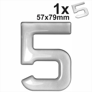 3d Gel Silver Digit 5 for Classic Black Number Plates Domed Resin Making DIY UK