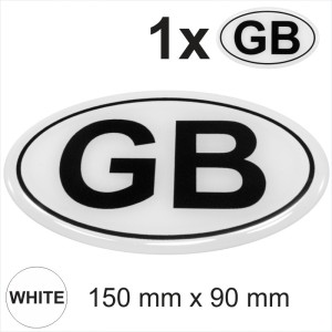 GB Oval Black on White Retro 150mm Gloss Sticker Dome Car Van 3D Gel Resin Decal