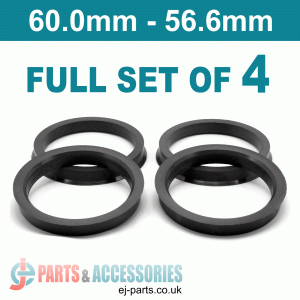 Spigot Rings / 60.0mm - 56.6mm FULL SET OF (4) FOUR RINGS Spigot Rings / 60.0mm - 56.6mm FULL SET OF (4) FOUR RINGS Hub Centric Rings  Alloy Wheels Spigot Rings (Centre Rings)
