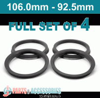 Spigot Rings / 106.0mm - 92.5mm FULL SET OF (4) FOUR RINGS