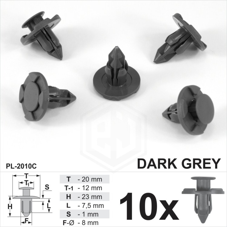 10 x Dark Grey Bumper Splash Wheel Arch Lining Liner Trim Clips Fits Mitsubishi
