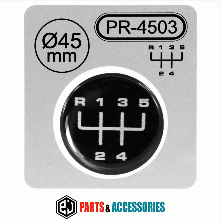 Gear Knob Shift Pattern Lever Sticker 3D Domed stick universal badge 5Speed 45mm