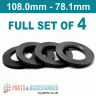 Spigot Rings / 108.0mm - 78.1mm FULL SET OF (4) FOUR RINGS - Spigot Rings / 108.0mm - 78.1mm FULL SET OF (4) FOUR RINGS