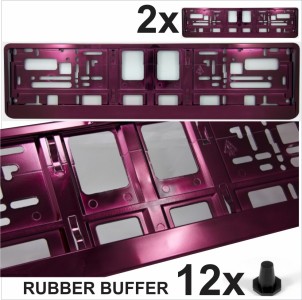 2x NUMBER PLATES SURROUNDS PURPLE GLOSSY HOLDER FRAME FOR ANY CAR HIGH QUALITY