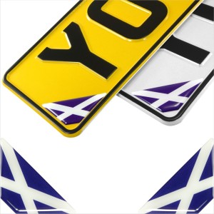 2x 42mm 3D Domed Gel Scotland SCO Flag Corner Car Vehicle Number Plate Stickers