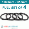 Spigot Rings / 108.0mm - 92.5mm FULL SET OF (4) FOUR RINGS - Spigot Rings / 108.0mm - 92.5mm FULL SET OF (4) FOUR RINGS