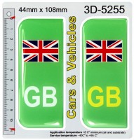 2x 44 x 108 mm GB Green Zero Emissions 3D Domed Gel Stickers Badges for Acrylic Number Plates