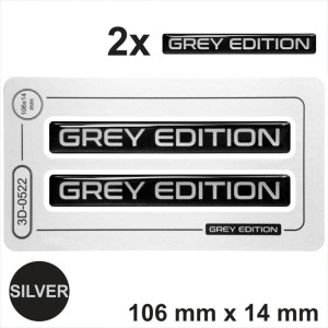 2x Grey Edition 3D Domed Stickers Gel Decal High Gloss Badge Emblem Car Moto
