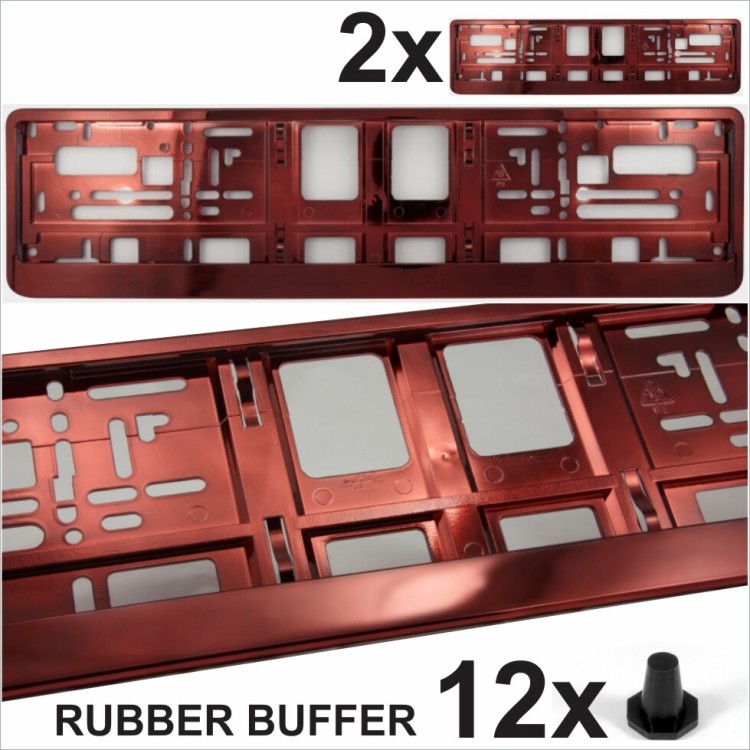 2x NUMBER PLATES SURROUNDS RED GLOSSY HOLDER FRAME FOR ANY CAR HIGH QUALITY